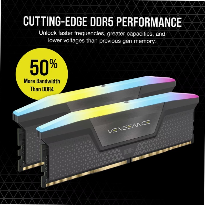 VENGEANCE® RGB 32GB (1x32GB) DDR5 DRAM Up To 5600MT/s CL40