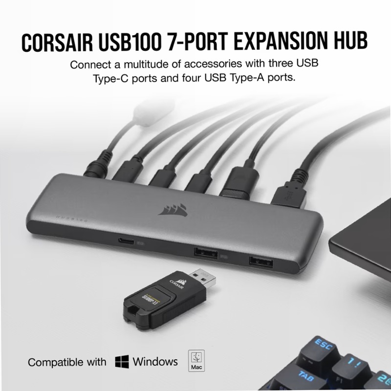USB100 7-Port USB-C/USB-A Expansion Hub (EU)