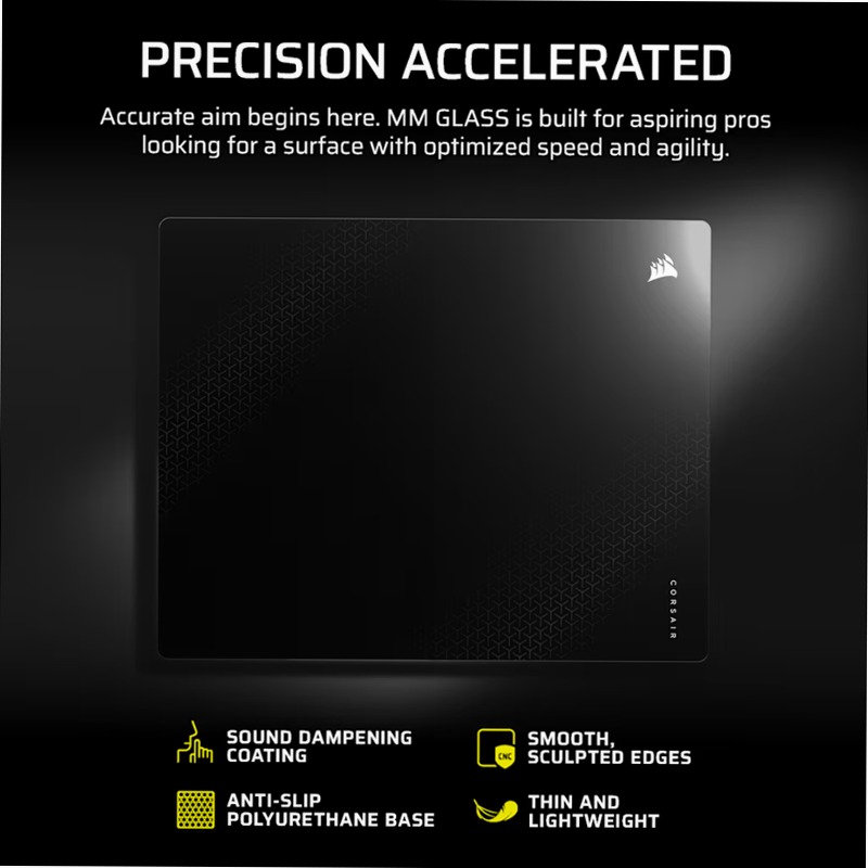 Mouse pad gaming MM Glass Large - Nero