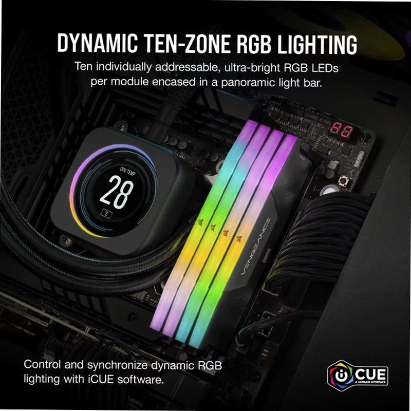 VENGEANCE® RGB 32GB (2x16GB) DDR5 DRAM 6000MT/s