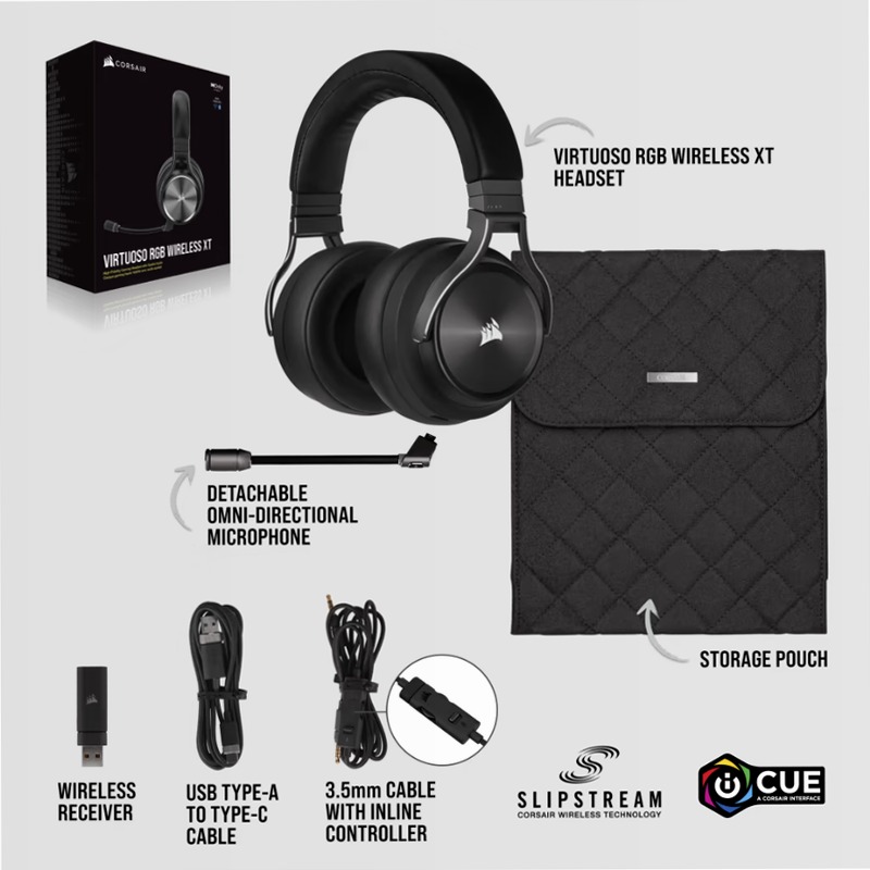 Cuffia gaming con microfono ad alta fedeltà VIRTUOSO RGB WIRELESS XT, ardesia