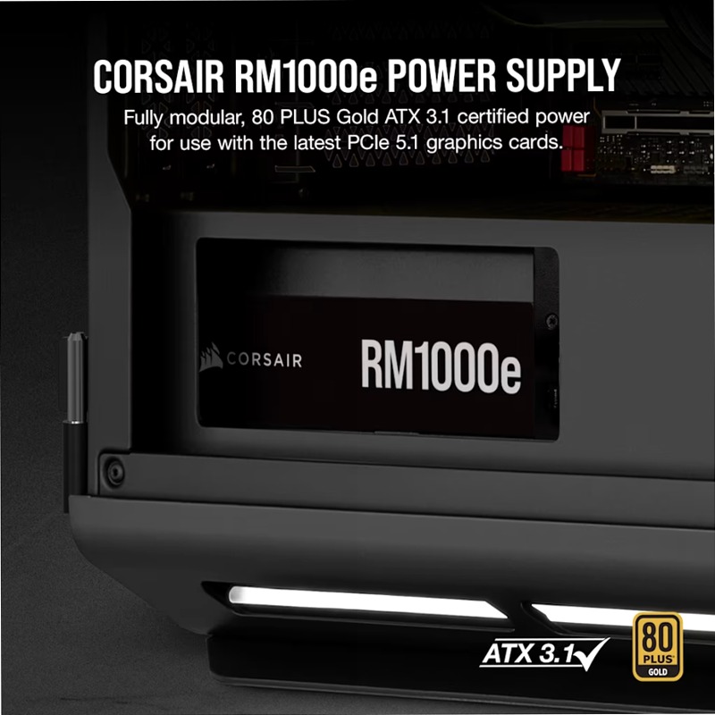 Alimentatore ATX RMe Series™ RM1000e interamente modulare e a bassa rumorosità