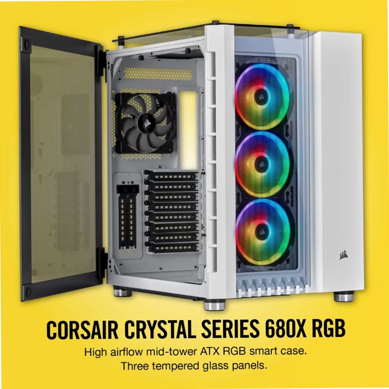 Smart case Crystal Series ATX 680X RGB - Bianco