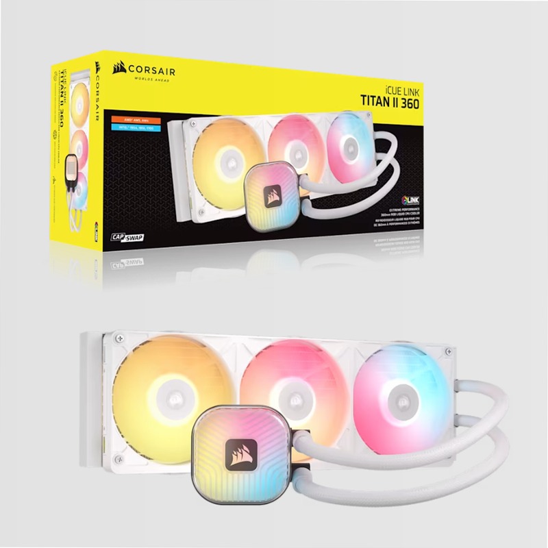 Dissipatore a liquido per CPU iCUE LINK TITAN II 360 RX RGB AIO - Bianco