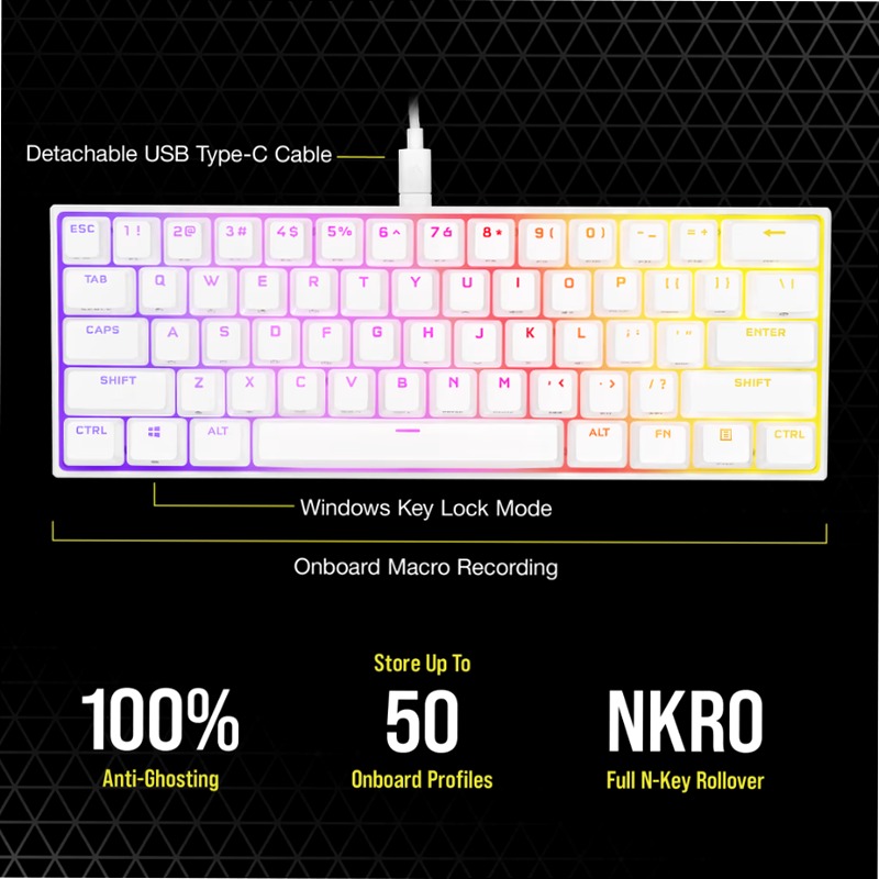 Tastiera Gaming Meccanica 60% K65 RGB MINI - Cherry MX SPEED