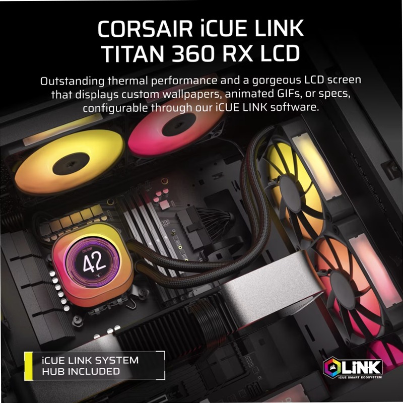 Dissipatore a Liquido iCUE LINK TITAN 360 RX LCD 359mm 3