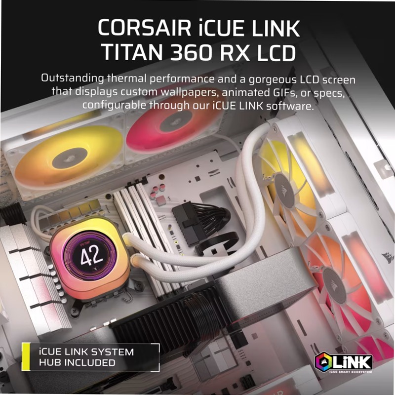Dissipatore a Liquido iCUE LINK TITAN 360 RX LCD - Bianco 3