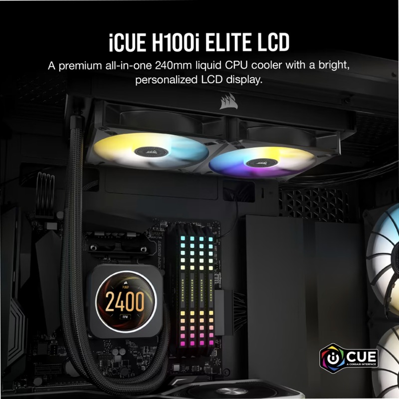 Cooler iCUE H100i ELITE con Display LCD