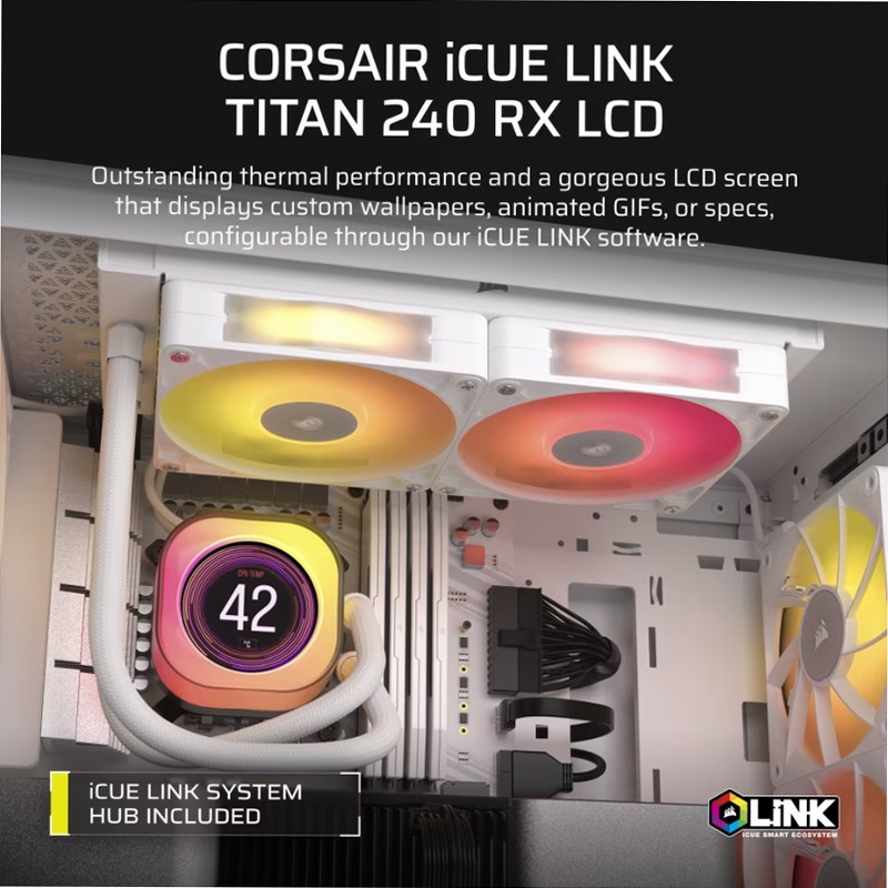 Dissipatore a Liquido iCUE LINK TITAN 240 RX LCD - Bianco