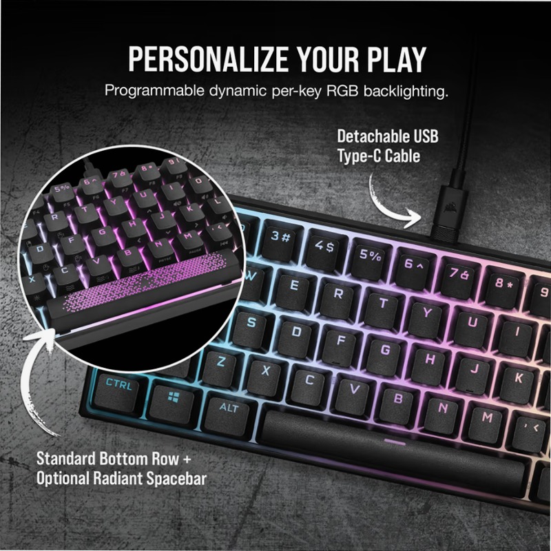 Tastiera Gaming Meccanica 60% K65 RGB MINI - Cherry MX Red