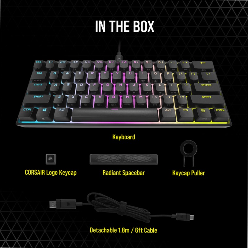 Tastiera Gaming Meccanica 60% K65 RGB MINI - Cherry MX Red
