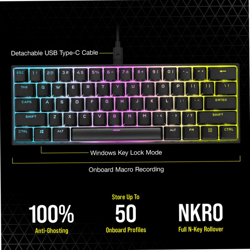 Tastiera Gaming Meccanica 60% K65 RGB MINI - Cherry MX Red