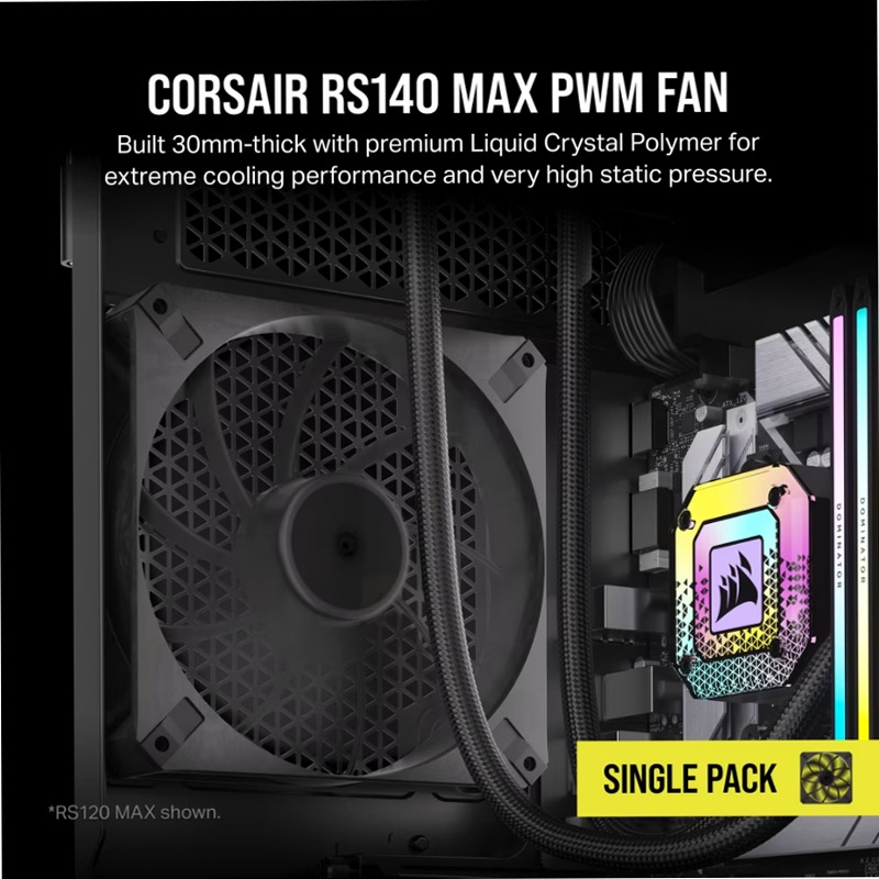 Ventola PWM CORSAIR RS140 MAX - Spessore Maggiore 140mm