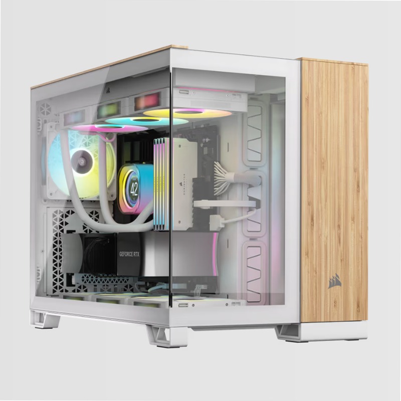 Case PC Micro-ATX a doppia camera 2500X - Legno bianco/bambù