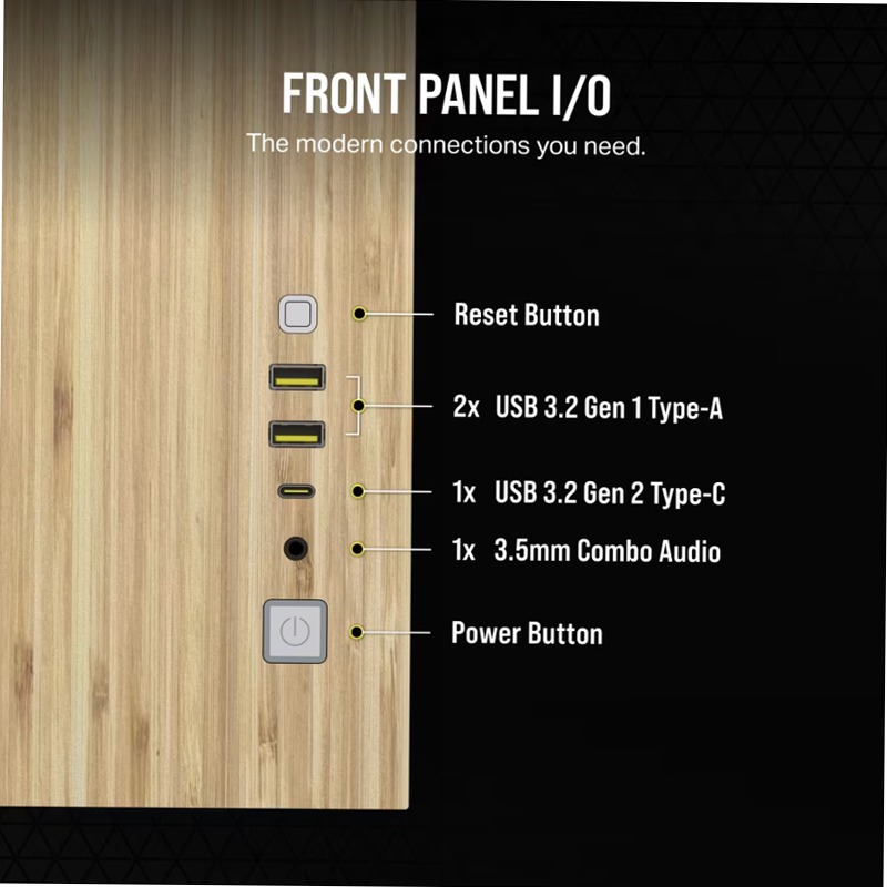 Case PC Micro-ATX a doppia camera 2500X - Legno bianco/bambù