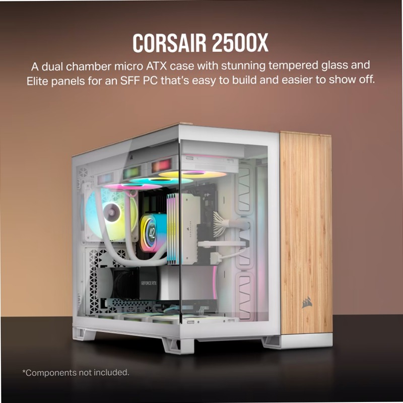 Case PC Micro-ATX a doppia camera 2500X - Legno bianco/bambù