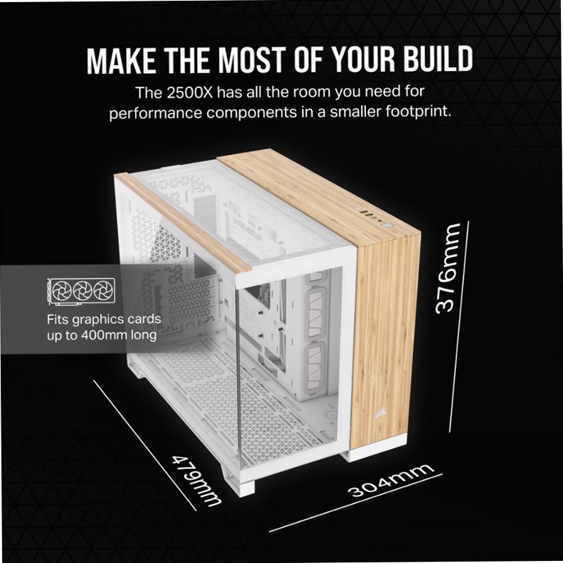 Case PC Micro-ATX a doppia camera 2500X - Legno bianco/bambù