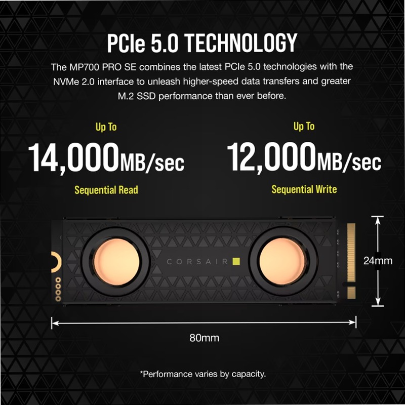 SSD M.2 NVMe PCIe 5.0 x4 MP700 PRO SE Hydro X Series da 4 TB