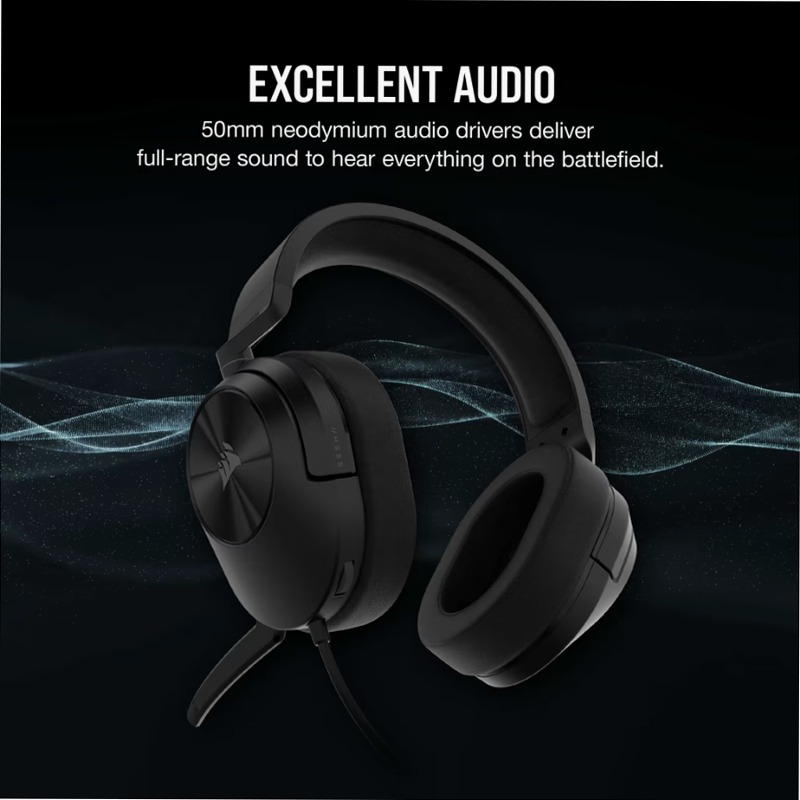 Cuffia gaming cablata HS55 STEREO - Carbonio