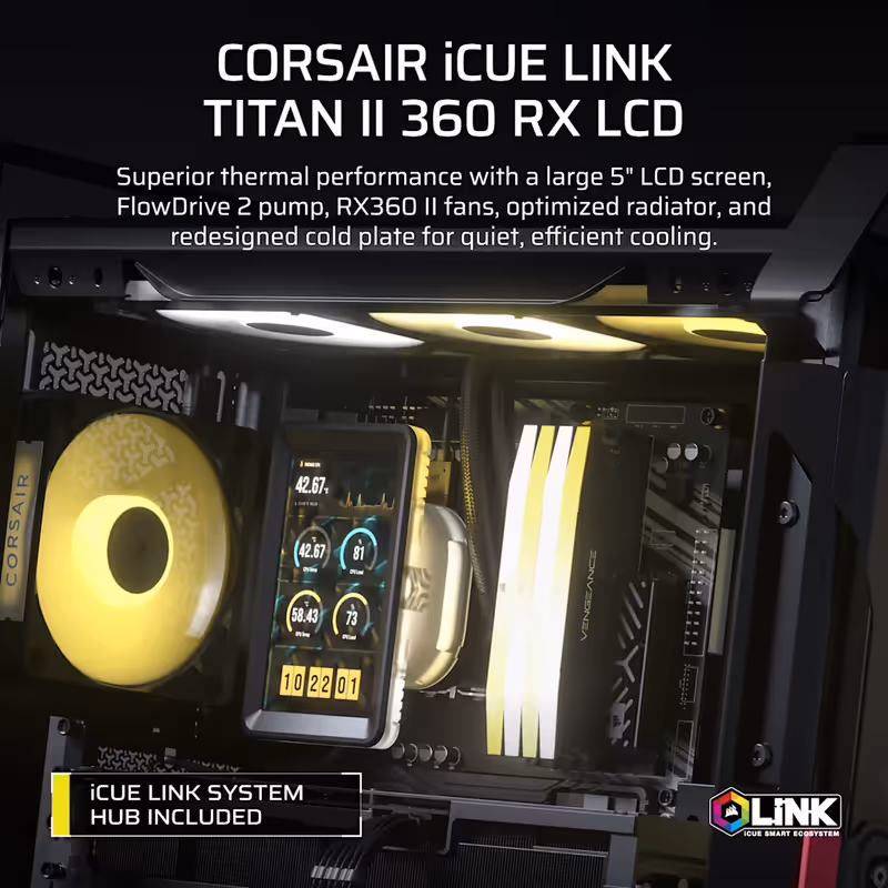 Dissipatore a liquido per CPU iCUE LINK TITAN II 360 RX LCD