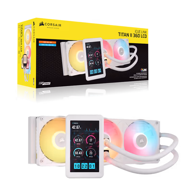 Dissipatore a liquido per CPU iCUE LINK TITAN II 360 RX LCD - Bianco