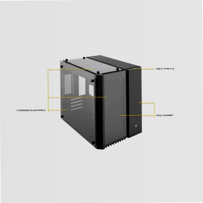 Case Micro ATX Crystal Series 280X in vetro temprato - Nero