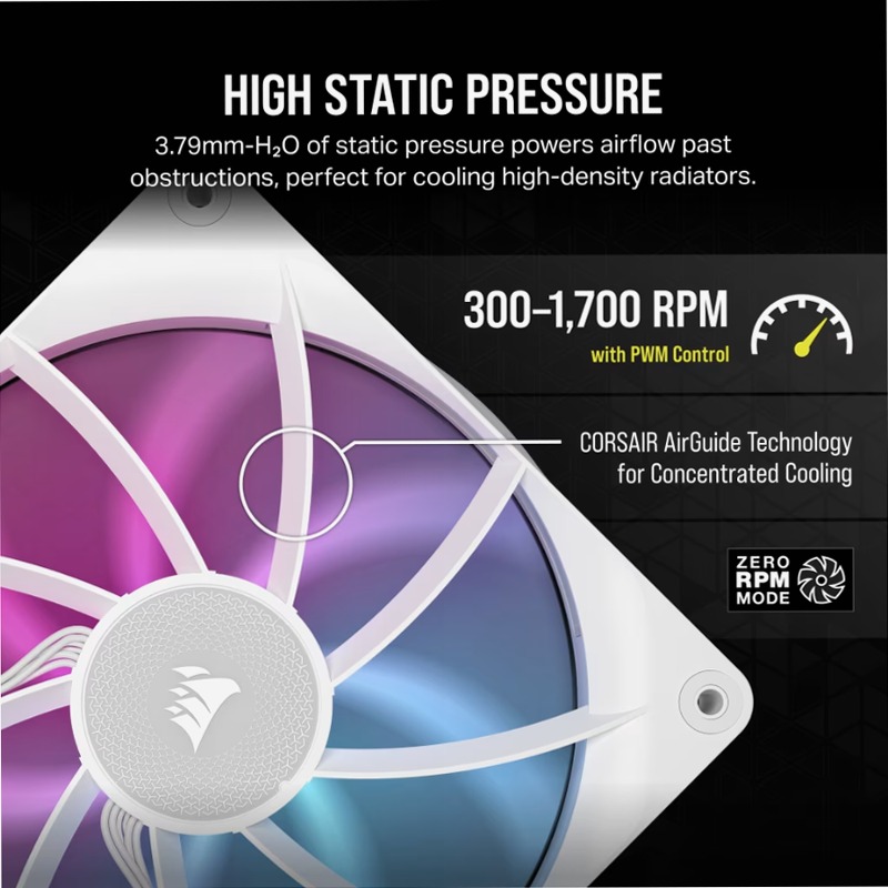 Espansione per ventola PWM iCUE LINK RX140 RGB - Bianco 140mm