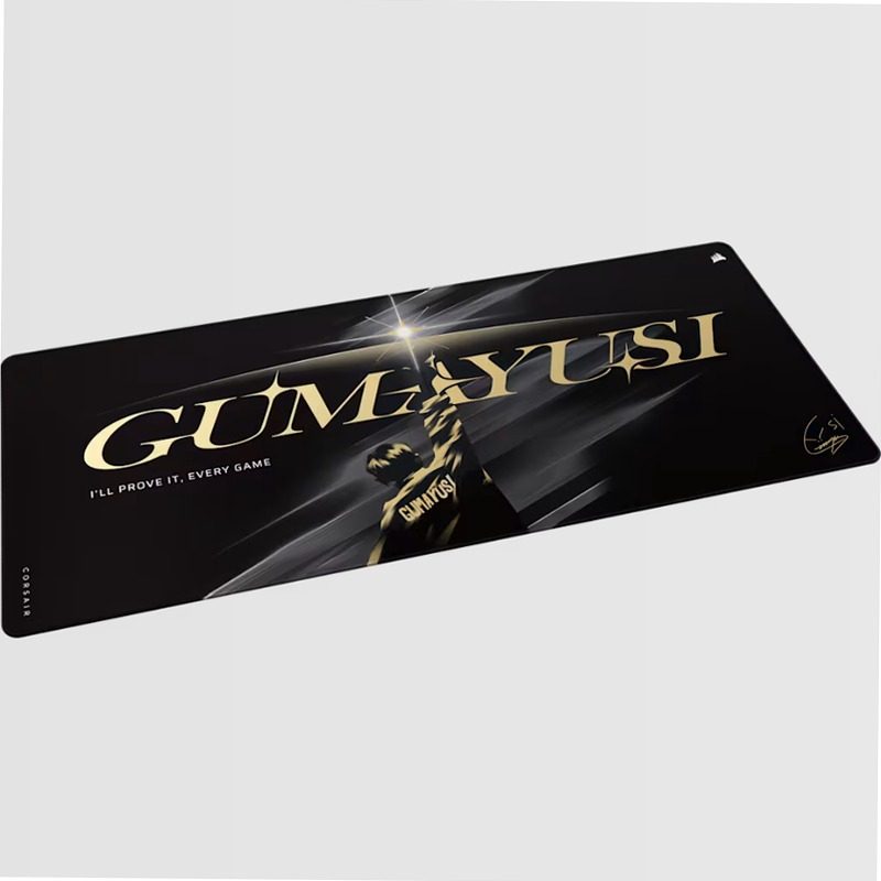 Mouse pad gaming in tessuto anti-sfilacciamento MM 2XL - Nero/Oro - Edizione limitata Gumayusi
