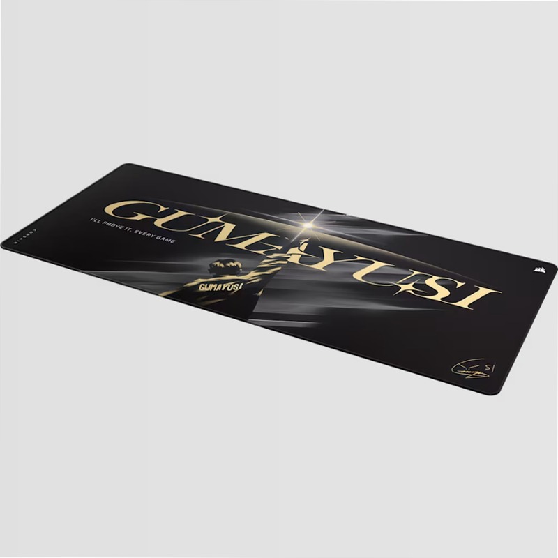 Mouse pad gaming in tessuto anti-sfilacciamento MM 2XL - Nero/Oro - Edizione limitata Gumayusi