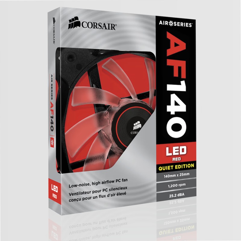 Ventola Air Series™ AF140 con LED Rosso Quiet Edition