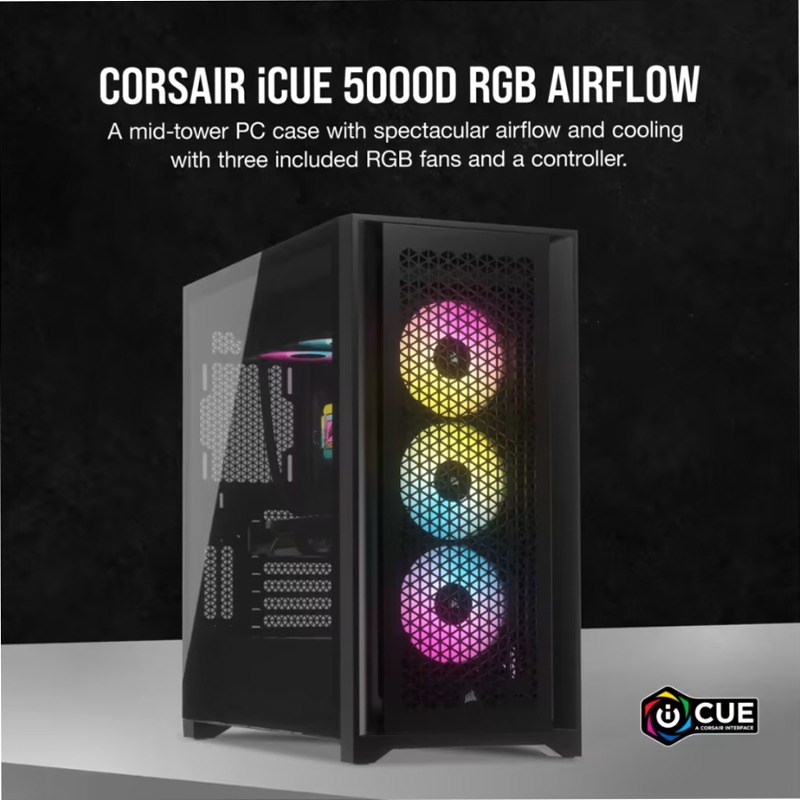 Case mid-tower iCUE 5000D RGB AIRFLOW - Black 3