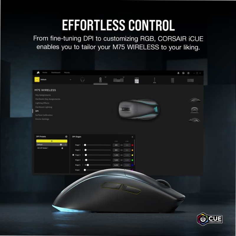M75 WIRELESS - Mouse gaming RGB ultraleggero