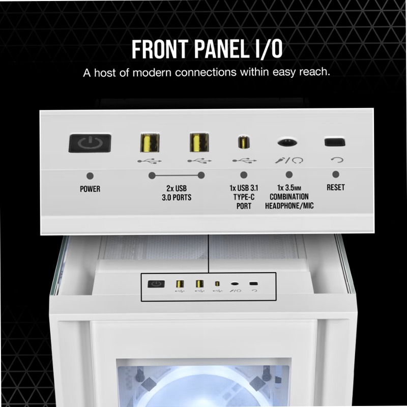 Case ATX mid-tower iCUE 5000X RGB QL Edition — True White