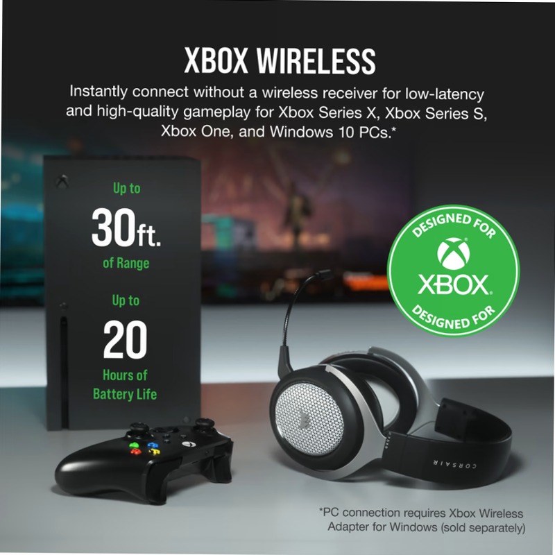 Cuffie gaming CORSAIR HS75 XB WIRELESS per Xbox Nero