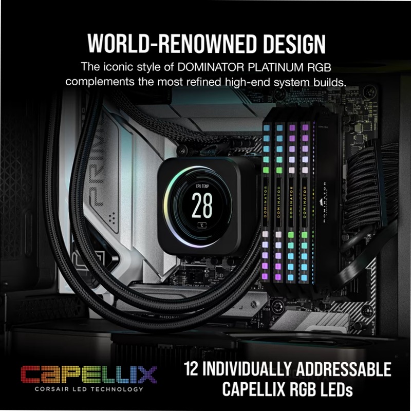 DOMINATOR® PLATINUM RGB 64GB (2x32GB) DDR5 DRAM Up To 6000MT/s CL30 AMD EXPO & Intel XMP