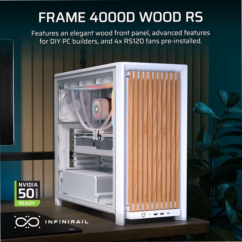 Case per PC mid-tower modulare FRAME 4000D WOOD RS - Bianco/Rovere