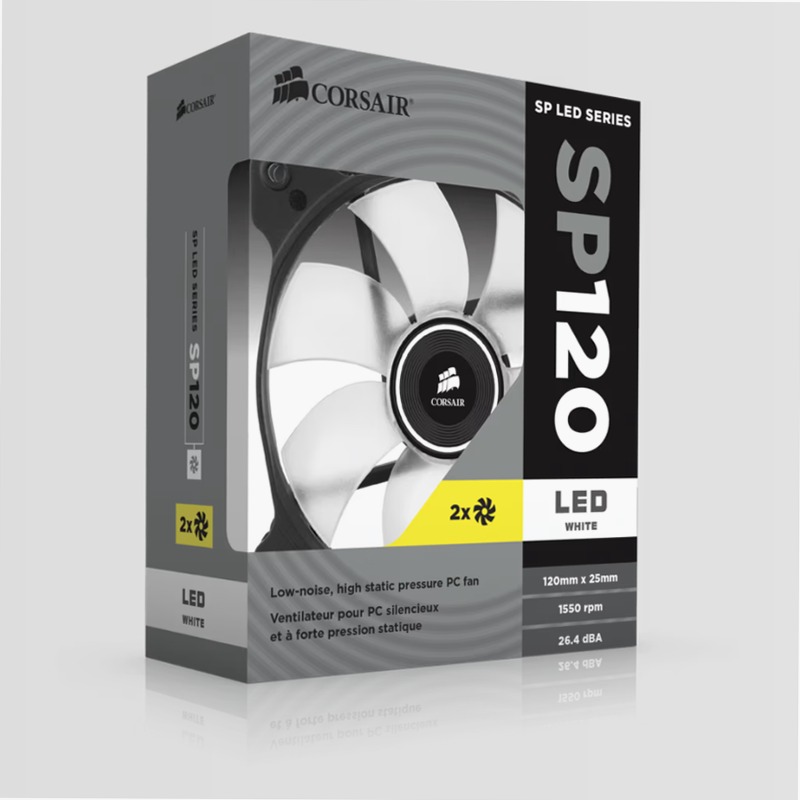 Air Series™ SP120 LED White High Static Pressure 120mm Fan Twin Pack