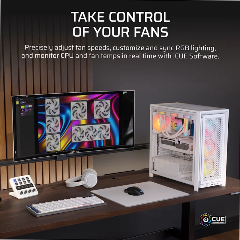 Espansione per ventole PC RGB PWM a telaio unificato iCUE LINK RX360 II - Bianco