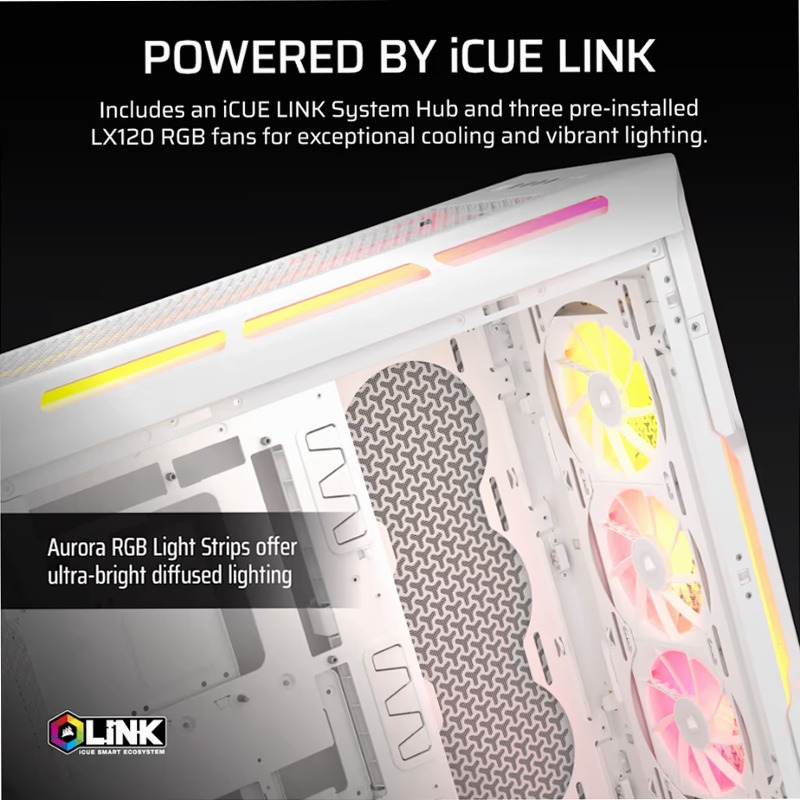 Case PC Mid-Tower iCUE LINK 5000T LX RGB - Bianco
