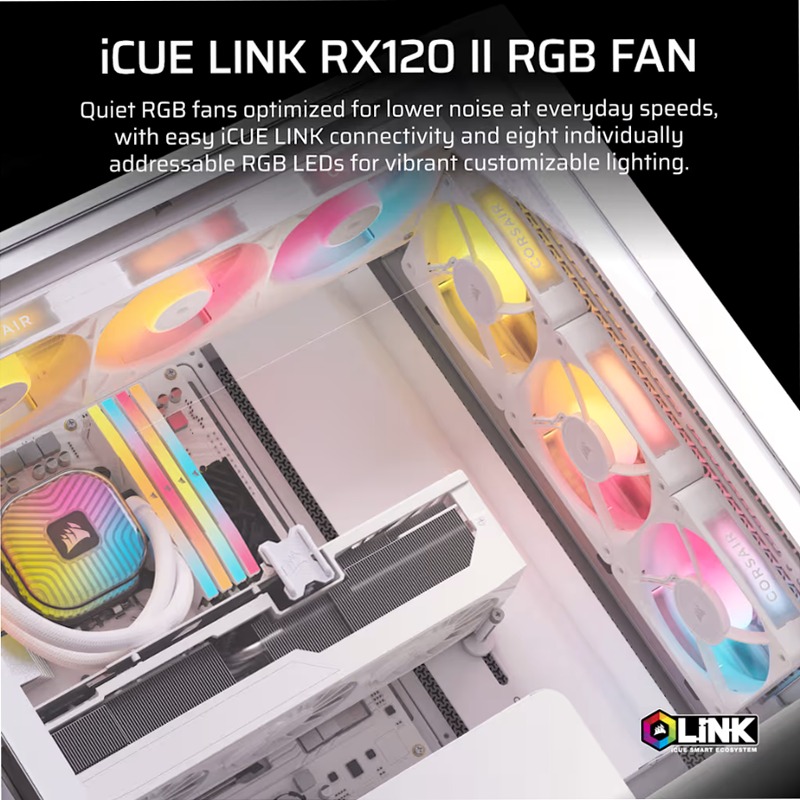 Espansione per ventole PC RGB PWM iCUE LINK RX120 II - Bianco