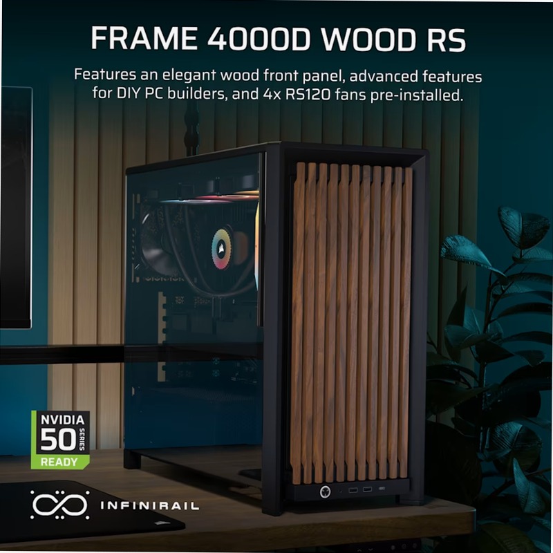 Case PC Mid-Tower Modulare 4000D Wood RS - Nero/Noce 4