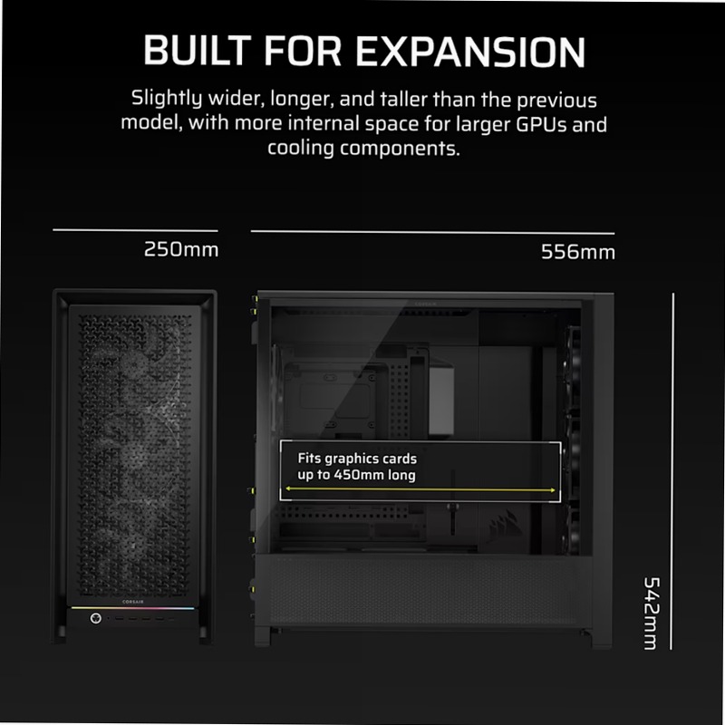 CASE PER PC MID-TOWER CON FLUSSO D’ARIA ELEVATO FRAME 5000D RS