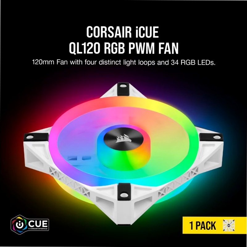 Ventola PWM iCUE QL120 RGB da 120 mm - Bianca 120mm