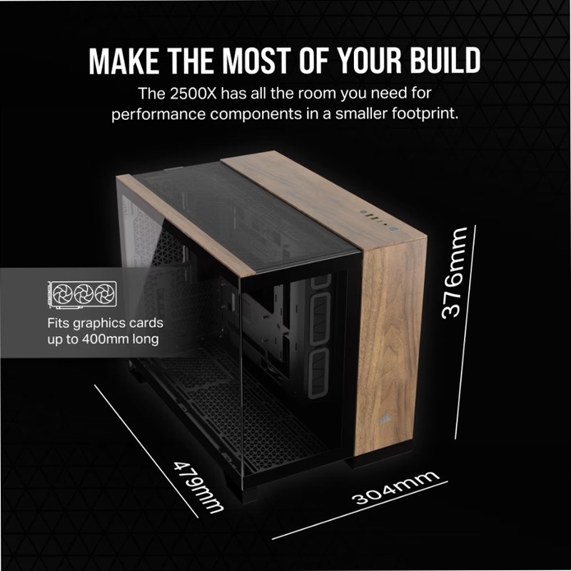 Case PC Micro-ATX CORSAIR 2500X - Legno Nero/Noce