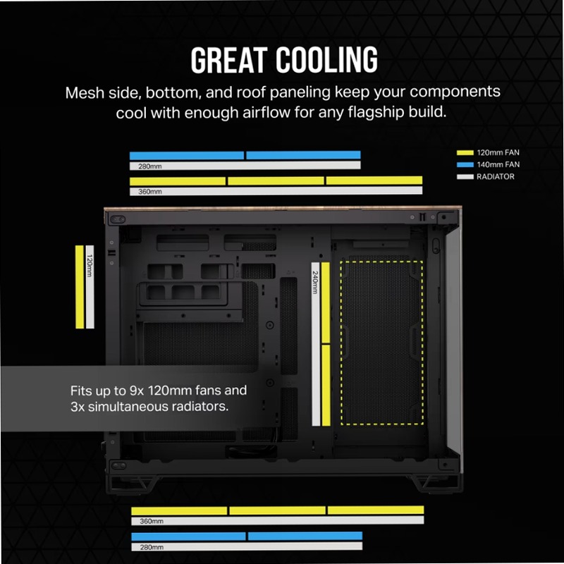 Case PC Micro-ATX CORSAIR 2500X - Legno Nero/Noce