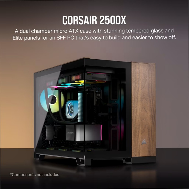 Case PC Micro-ATX CORSAIR 2500X - Legno Nero/Noce