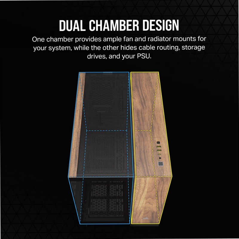 Case PC Micro-ATX CORSAIR 2500X - Legno Nero/Noce