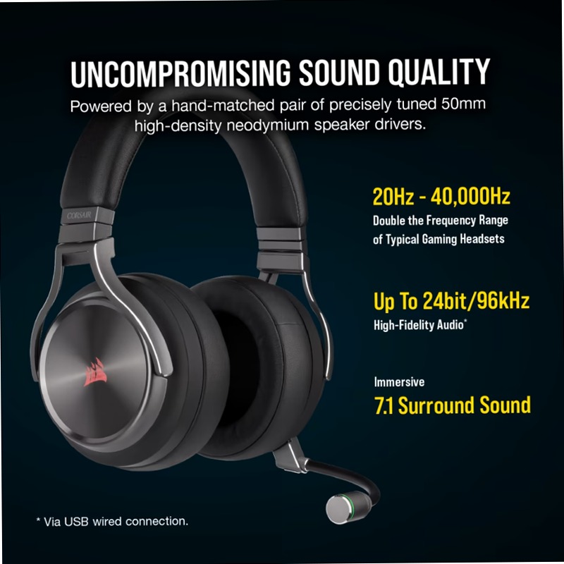Cuffia Gaming CORSAIR VIRTUOSO RGB WIRELESS SE - Grigio Piombo Grafite