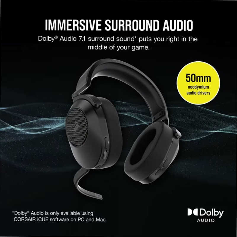 Cuffia Gaming HS65 WIRELESS — Carbonio (EU)