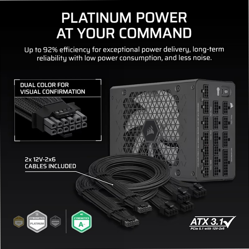 Alimentatore ATX HX1500i interamente modulare ultra-silenzioso Platinum per PC da 1500 Watt (EU)